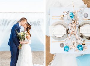 Boho Strand Hochzeit Inspiration mit Achat Scheiben: Hochzeitskuss - Stefanie Lange Hochzeitsfotografie